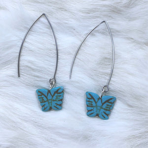 Turquoise Stone Butterfly Dangle Earrings