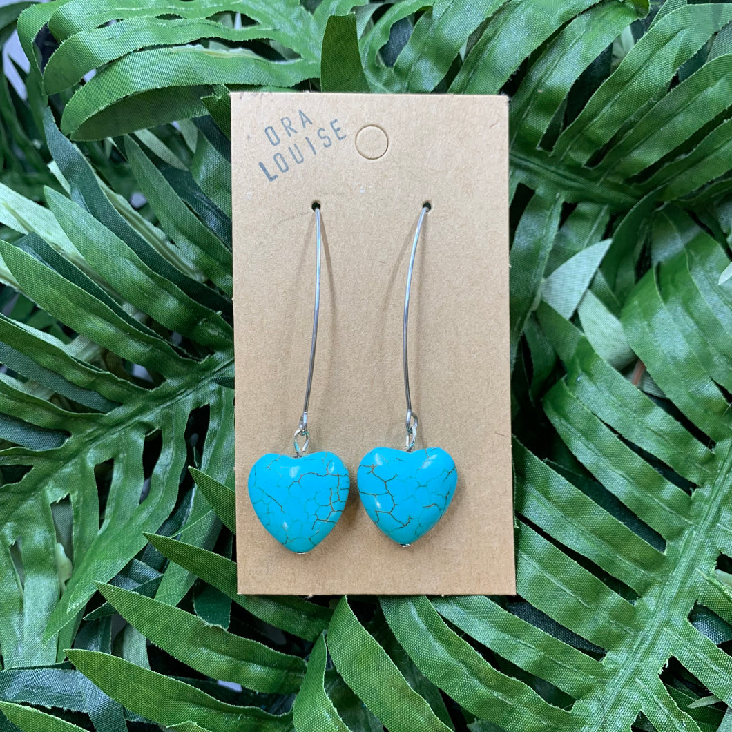 Blue Heart Kidney Earrings