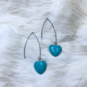 Blue Heart Kidney Earrings