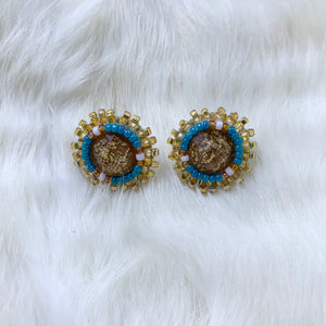 Gold & Turquoise Beaded Earrings