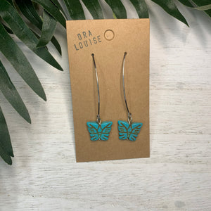 Turquoise Stone Butterfly Dangle Earrings